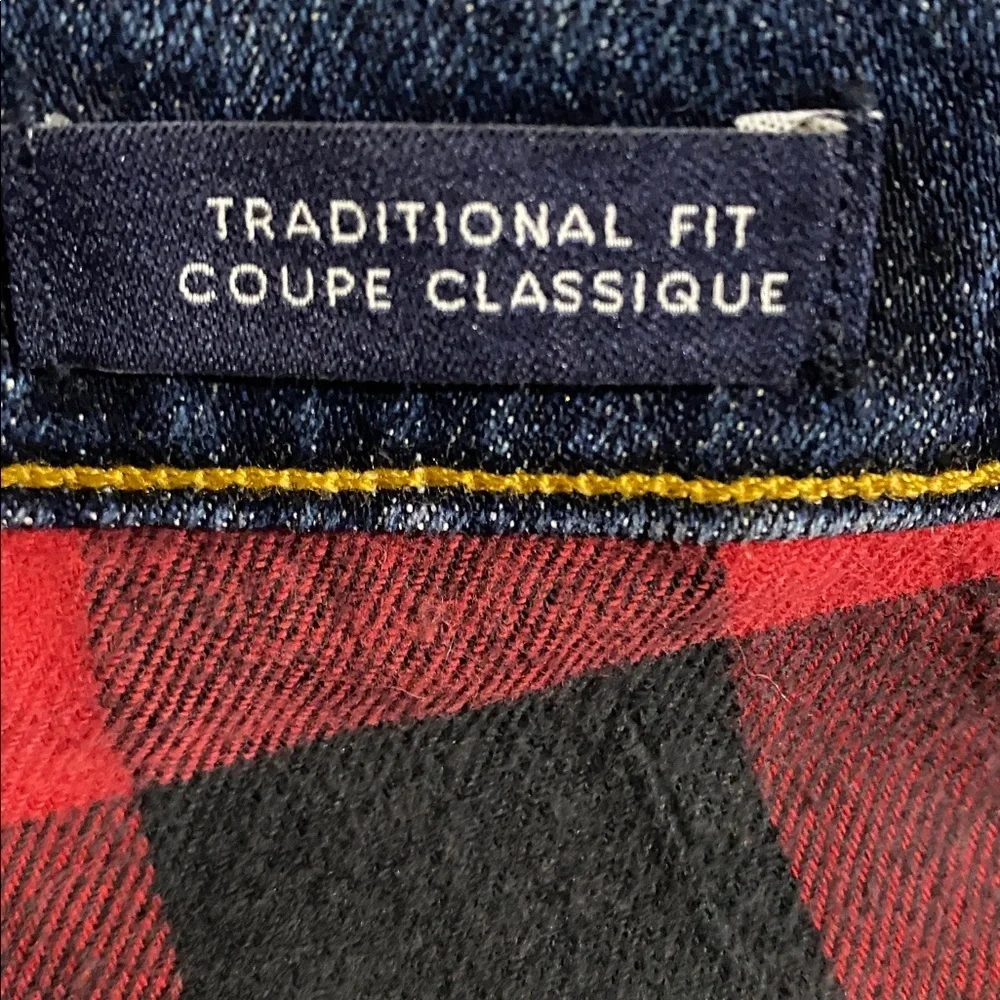 Lands' End Men Relaxed Dark Blue square Rigger Jeans lined 42 winter casual cozy